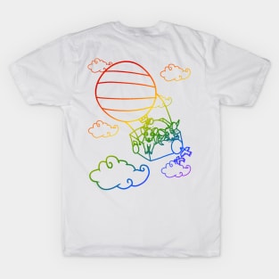 Hot Air Balloon Rats (Rainbow Version) T-Shirt
